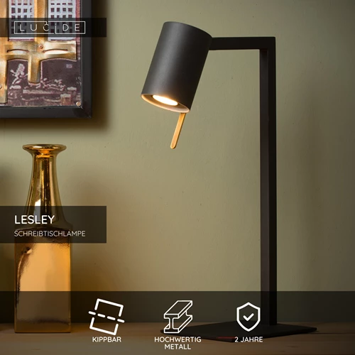 Lucide LESLEY - Schreibtischlampe - 1xGU10 - Schwarz - USP
